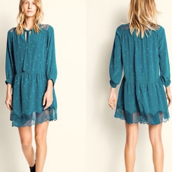Zadig & Voltaire Dresses Blue Star Print Lace Trim Mini Dress Silk - Picture 3 of 10